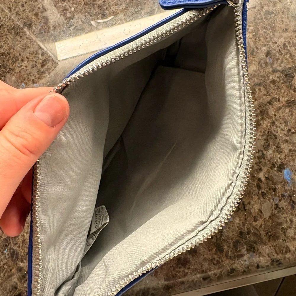 Old Navy Blue Faux Leather Wristlet clutch/purse